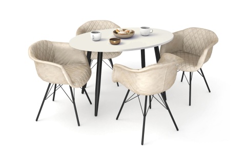 Обеденная группа SHT-DS143 кремовый / бетон крем / черный муар