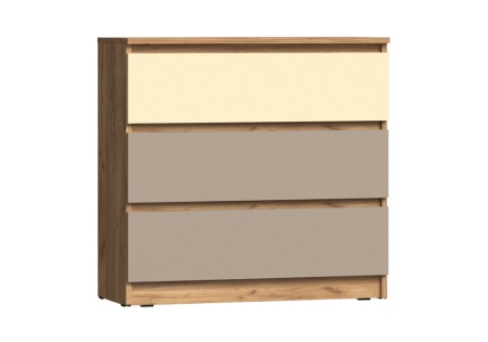 Комод с 3 ящиками Челси Color 800 слоновая кость / глиняный серый / дуб крафт